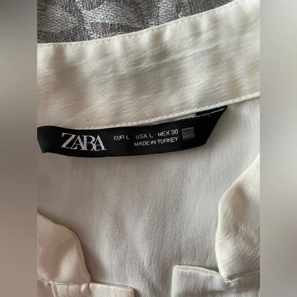 Zara Cream Long Sleeve Relaxed Blouse - Picture 5 of 6